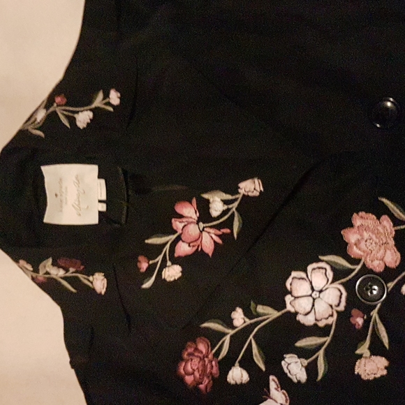 Kate Spade Black Trench Coat Floral Embroidery - Picture 3 of 4